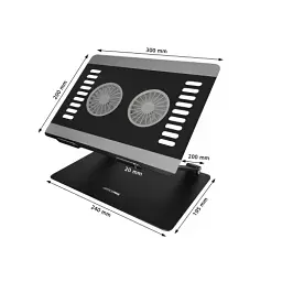 Підставка для ноутбука до 15.6" OfficePro LS122B, Black, USB, вентилятор (2 x 80 мм), алюміній/пластик, регулювання куту нахилу та висоти - мініатюра 6
