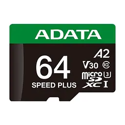 Карта пам'яті ADATA 64GB microSD class 10 UHS-I U3 V30 A2 Speed Plus (UD64GUI3V30A2SP-RA1) - мініатюра 2