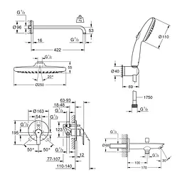 Душева система прихованого монтажу Grohe QuickFix Start UA202803R3, Хром - мініатюра 2
