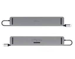 Концентратор REAL-EL CQ-1000 USB3.0х3/USB-C/HDMI/VGA/RJ45/SD/TF/3.5mm audio, 0.4m, Space Grey - мініатюра 5