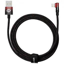 Дата кабель USB 2.0 AM to Lightning 2.0m 2.4A 90° corner black/red Baseus (CAVP000120)