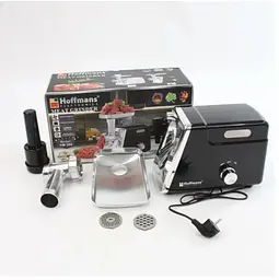 Електрична м’ясорубка Hoffmans HM-280 2000 Вт • Шнекова м’ясорубка з реверсом, 3 решітками та насадкою для ковбас - мініатюра 5