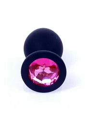 Анальна пробка - Jewellery Silicone Black Plug M Pink - мініатюра 4