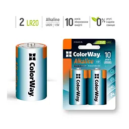 Батарейка ColorWay D LR20 Alkaline Power * 2 (CW-BALR20-2BL) - мініатюра 3