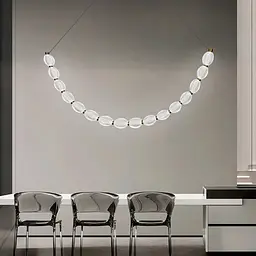 Дугова Led люстра з 16 прозорими рельєфними кульками у корпусі 120 см | Line F | Арт. MJ344-1200L AB+CL