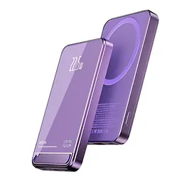 Бездротовий Повербанк з Бездротовою Зарядкою 10000 mAh 20W MagSafe Powerbank для iPhone Повербанк c Магсейф Магнітний, Purple