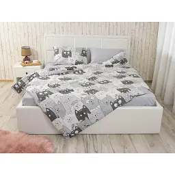 Комплект постільної білизни Руно Grey Cat подвійний бязь 100% бавовна 50х70 сірий