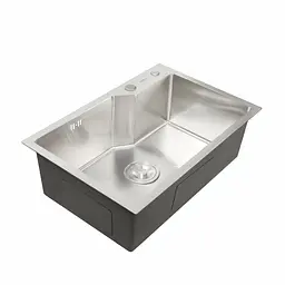 Кухонна мийка Platinum Handmade 650x430x220 (товщина 3,0/1,5 мм корзина та дозатор в комплекті), Нержавіюча сталь - мініатюра 3
