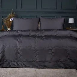 Літній постільний комплект MirSon Line Satin Premium Iron grey Creamy Вовна Двоспальний (2200010981049)