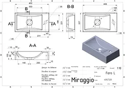 Умивальник Miraggio Faro L mirastone black Чорний матовий 0000398 - мініатюра 3