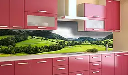Вініловий кухонний фартух Зелена Долина наклейка для кухні ПВХ пагорби Природа 3Д Happy Pocket Z181718 - мініатюра 2