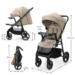 Прогулянкова коляска Kinderkraft Trig 3 Tray Beige (KSTRIG03BEG000T) - мініатюра 8