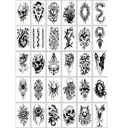 Набір дитячих тимчасових татуювань Чорні міні №5 black-tattoo-mini-set-5-T