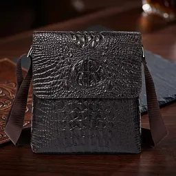 Сумка чоловіча вертикальна з тисненням під рептилію 14723 Vintage коричнева