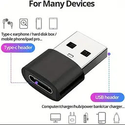 Перехідник з USB на Type-C OTG, USB Type-C. Чорний - мініатюра 5