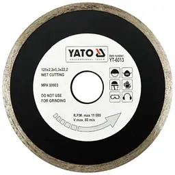 Диск алмазний суцільний YATO Ø=125x5.3x22.2 мм (YT-6013)
