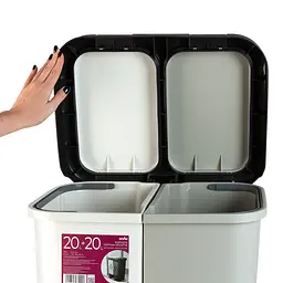 Відро для сміття з кришкою сортувальне МVM, 20+20 л, сіре (BIN-05 (20+20L) LIGHT GRAY/GRAY) - мініатюра 5