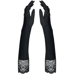 Високі рукавички з каменями та мереживом Obsessive MiAmor gloves, Black