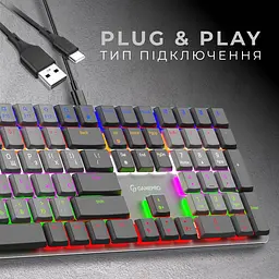 Клавіатура GamePro Red Swich Low Profile USB Dark Gray дротова (MK145R) - мініатюра 8