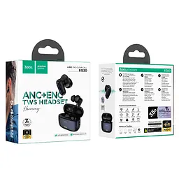 Бездротові навушники Hoco EQ20 Rhyme true wireless ANC+ENC noise reduction BT headset, BT5.4, 40mAh, 400mAh, 6-7h, black - мініатюра 4