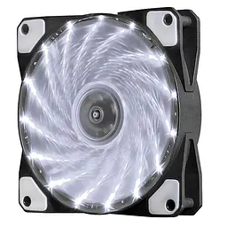 Кулер корпусний Voltronic sleeve fan 3pin + 4pin - 120мм, 12V, 1100об/хв, 15LED, White