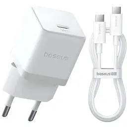 Мережевий зарядний пристрій Baseus Palm Fast Charger Type-C 20W + Cable Type-C to Type-C P10111602213-01 White
