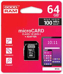 Карта пам'яті GoodRam microSDXC 64GB Class 10 UHS I (M1AA-0640R12) + SD адаптер (6475884) - мініатюра 5