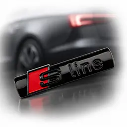 Емблема напис Sline для Audi чорна глянцева 72х17мм метал (на скотчі) - мініатюра 3