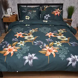Комплект постільної білизни Moon&Star Микросатин Premium Floral Nocturne Євро 200х220 наволочки 4х50х70 - мініатюра 6