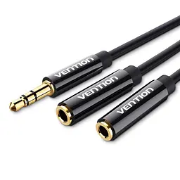 Кабель-розгалужувач Vention 3.5mm Male to 2*3.5mm Female Stereo 0.3m Black (BBSBY)