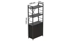 Етажерка 3/60 Серії Конект з тумбою 144x60x28 Чорний ДСП Сосна Кембра FRD-104444 - мініатюра 3