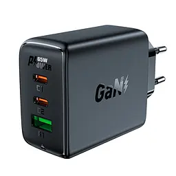 Мережевий зарядний пристрій Acefast A41 USB/2 Type-C QC PD PD65W GaN чорний - мініатюра 3