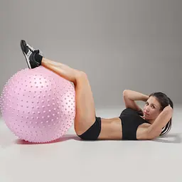 М'яч для фітнесу (фітбол) Cornix 55 см масажний Anti-Burst Light Pink XR-0473 - мініатюра 5