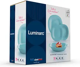 Сервіз Carine Paradise Blue 18 предметів Luminarc kuh0016221 - мініатюра 3