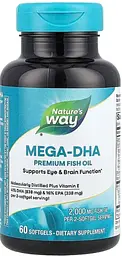 Риб'ячий жир + вітамін Е концентрат Natures Way Mega-DHA 60 кап