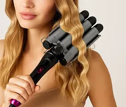 Потрійна плойка Domotec MS-481B три хвилі для створення хвиль та локонів 3 Barrel Hair Curler 97 Вт Чорна - мініатюра 5