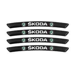Емблема обода колеса Skoda 4 шт Алюміній наклейка на диски на скотчі Чорні