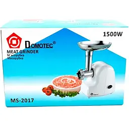 М'ясорубка електрична Domotec MS-2017 1500W з насадками для кебе і ковбасок біла (MS 2017_1336) - мініатюра 6