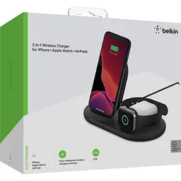 Беспроводное зарядное устройство 3 в 1 Belkin WIZ-001VF Wireless iPhone/Watch/AirPods Black - мініатюра 5