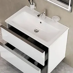 Тумба з умивальником Am.Pm X-Joy S підвісна 80 см 2 ящики білий MTA-FHX0802WG-WCC0802WG, Білий - мініатюра 8
