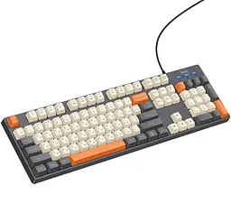 Клавіатура HOCO GM61 дротова мембранна Phantom (3-Color 104 клавіші), USB, (Ukrainian version), сіро-біла з помаранчевим - мініатюра 2