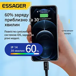 Кабель Essager Type-C – Lightning 27W, 2 м, чорний - мініатюра 5