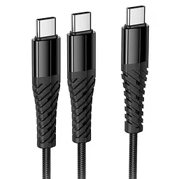 Дата кабель Hoco X123 Victory 2in1 Type-C to Type-C/Type-C 3A (1m) Black - мініатюра 3