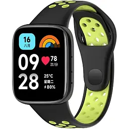 Ремінець DK для Xiaomi Redmi Watch 3 Active / 3 Lite Silicone Sport Band Nike (black / green) - мініатюра 3