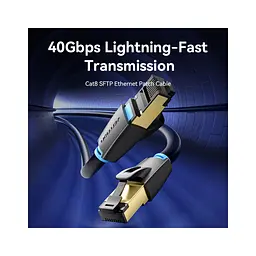 Патч-корд 5м, S/FTP cat 8 RJ-45 black Vention (IKABJ) - мініатюра 3