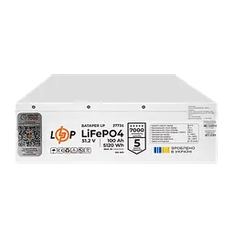 Акумулятор LP LiFePO4 51,2V - 100 Ah (5120Wh) (BMS SP 100A/50А) RM RS485/CAN LCD WH - мініатюра 6