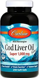Жир з печінки тріски Carlson Cod Liver Oil 1000 мг 250 капс