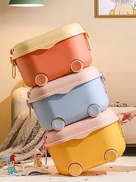 Багатофункціональний ящик для зберігання іграшок Poppet Свинка Йеллоу  на колесах великий (PP-002Y-L) - мініатюра 5
