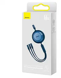 Кабель Baseus Bright Mirror 2 Series Retractable 3-in-1 Cable USB to MicroUSB+Lightning+Type-C 66W 1.1m CAMJ010103 Blue - мініатюра 4