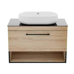 Тумба з умивальником Imprese Black Edge 90 см дуб f32119OK - мініатюра 2